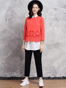 PUKKA蒲女装2017春夏新品橙色上衣