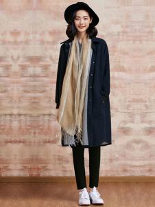 PUKKA蒲女装2017春夏新品长款衬衫外套
