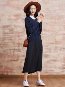PUKKA蒲女装2017春夏新品宝蓝色针织衫