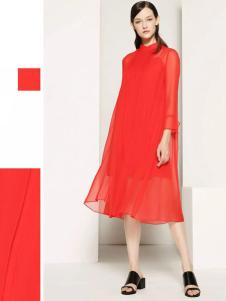 LAPORA丽莫2017春夏新品红色双层纱裙