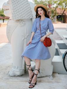 搜美女装蓝色连衣裙