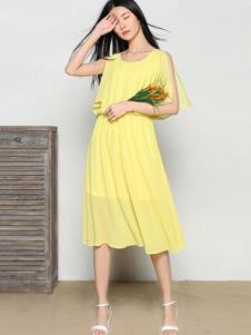 玛希露女装黄色时尚连衣裙