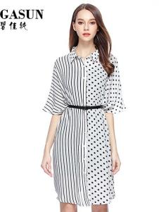 碧佳纯女装白色拼接时尚连衣裙