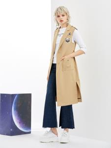 格来米亚女装卡其色开叉马甲