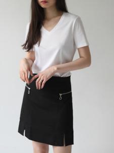 嘉茱莉女装新品白色T恤短裙套装