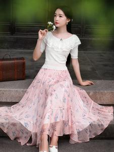 筱姿女装新品白色修身上下裙装