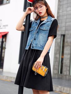 摩奥女装新品牛仔马甲套装