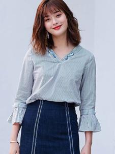 摩奥女装新品蓝灰色牛仔裙套装