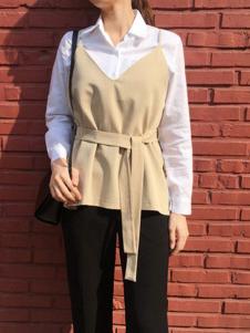 MIXXMIX女装新品白色衬衫两件套装