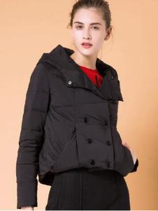 魅依阁新款黑色短款羽绒服