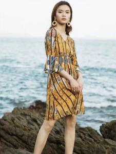Tynuhea女装黄色条纹连衣裙