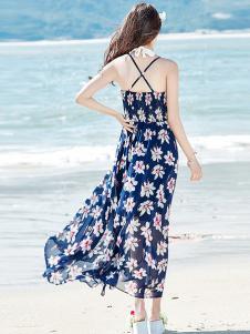 Tynuhea女装藏青碎花连衣裙