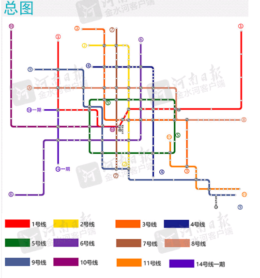 5年后郑州12条地铁线路详图（含站点）