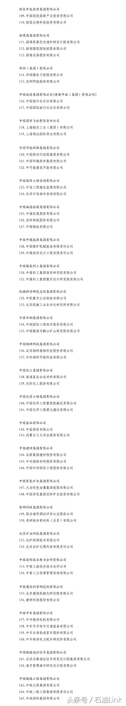 国企改革双百行动企业名单