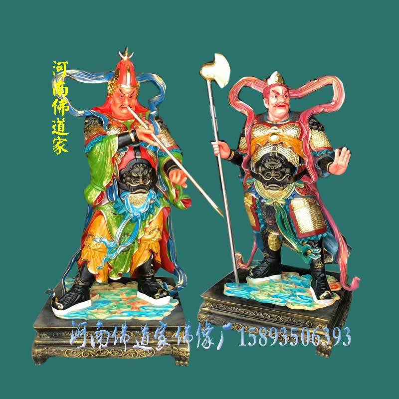 寺院哼哈二将佛像 玻璃钢雕塑 哼哈二将神像 河南佛道家定制