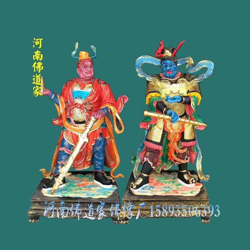 寺院哼哈二将佛像 玻璃钢雕塑 哼哈二将神像 河南佛道家定制