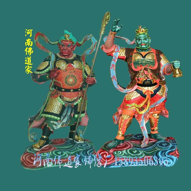 寺院哼哈二将佛像 玻璃钢雕塑 哼哈二将神像 河南佛道家定制